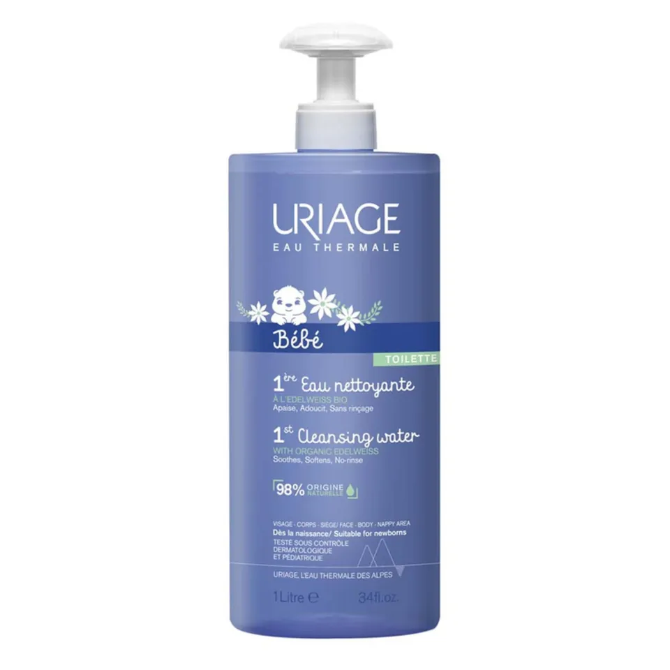 uriage-b-b-eau-nettoyante-sans-rin-age-edelweiss-bio-1-l-nettoyant-visage-corps- image 1
