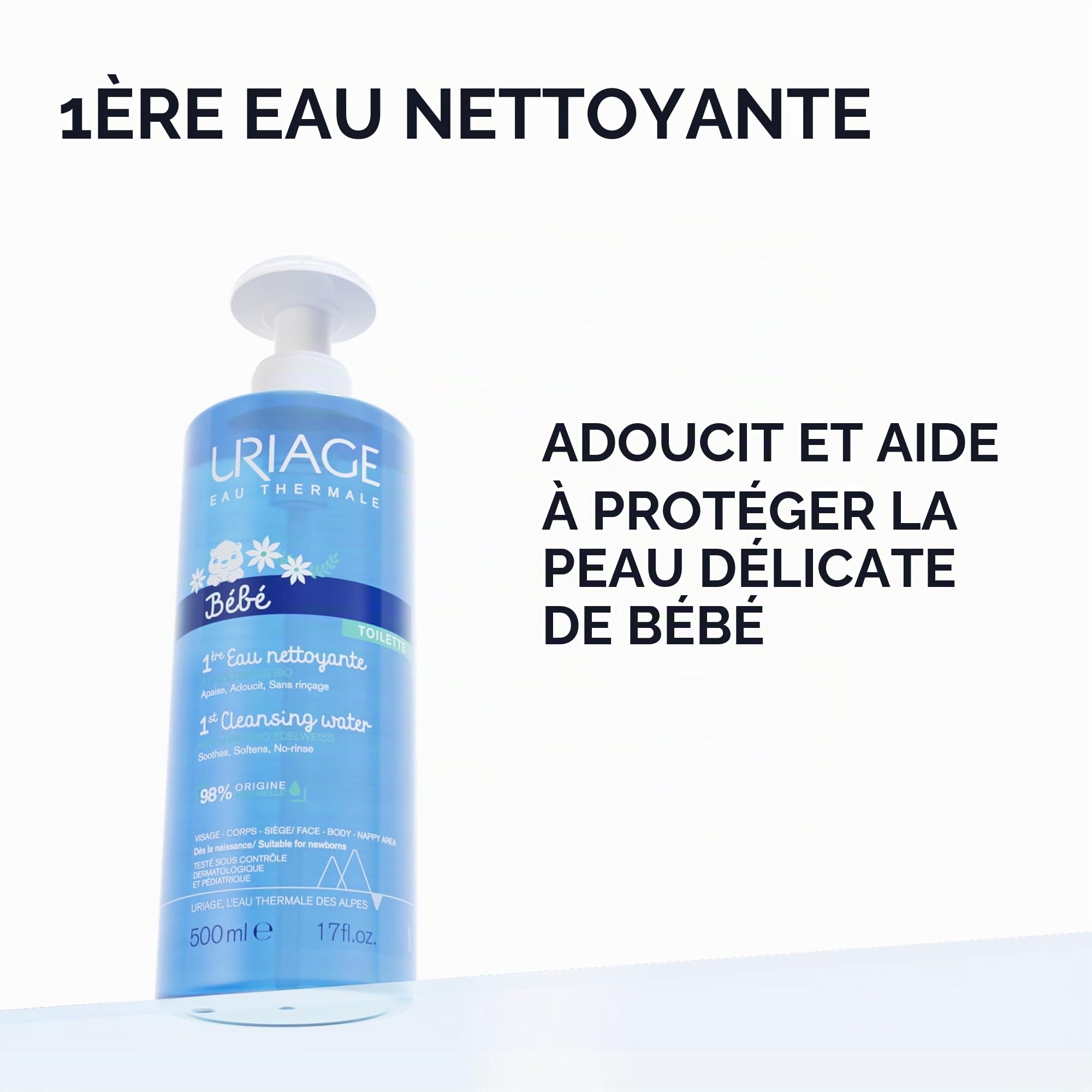 uriage-b-b-eau-nettoyante-sans-rin-age-edelweiss-bio-1-l-nettoyant-visage-corps- image 2