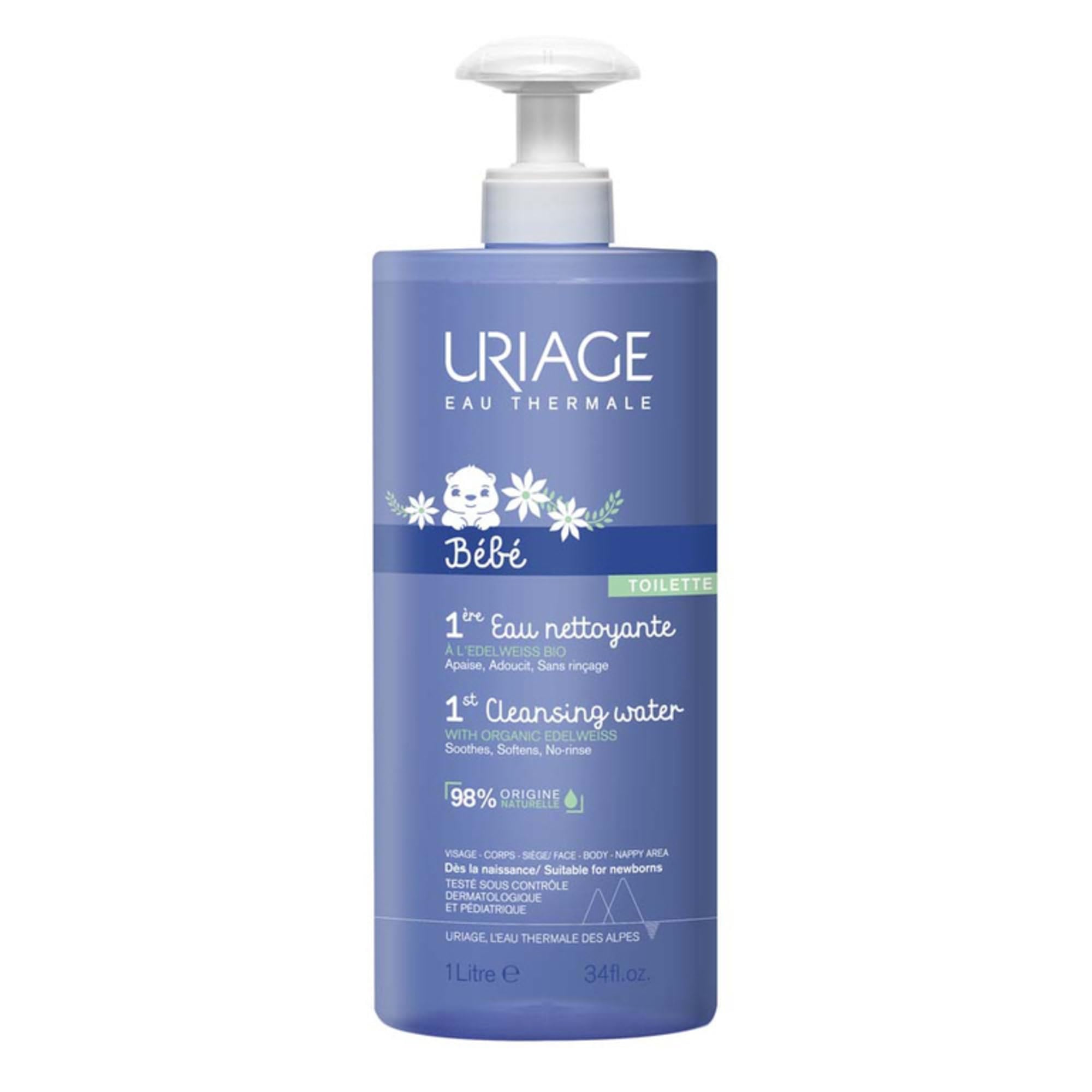 uriage-b-b-eau-nettoyante-sans-rin-age-edelweiss-bio-1-l-nettoyant-visage-corps- image 1
