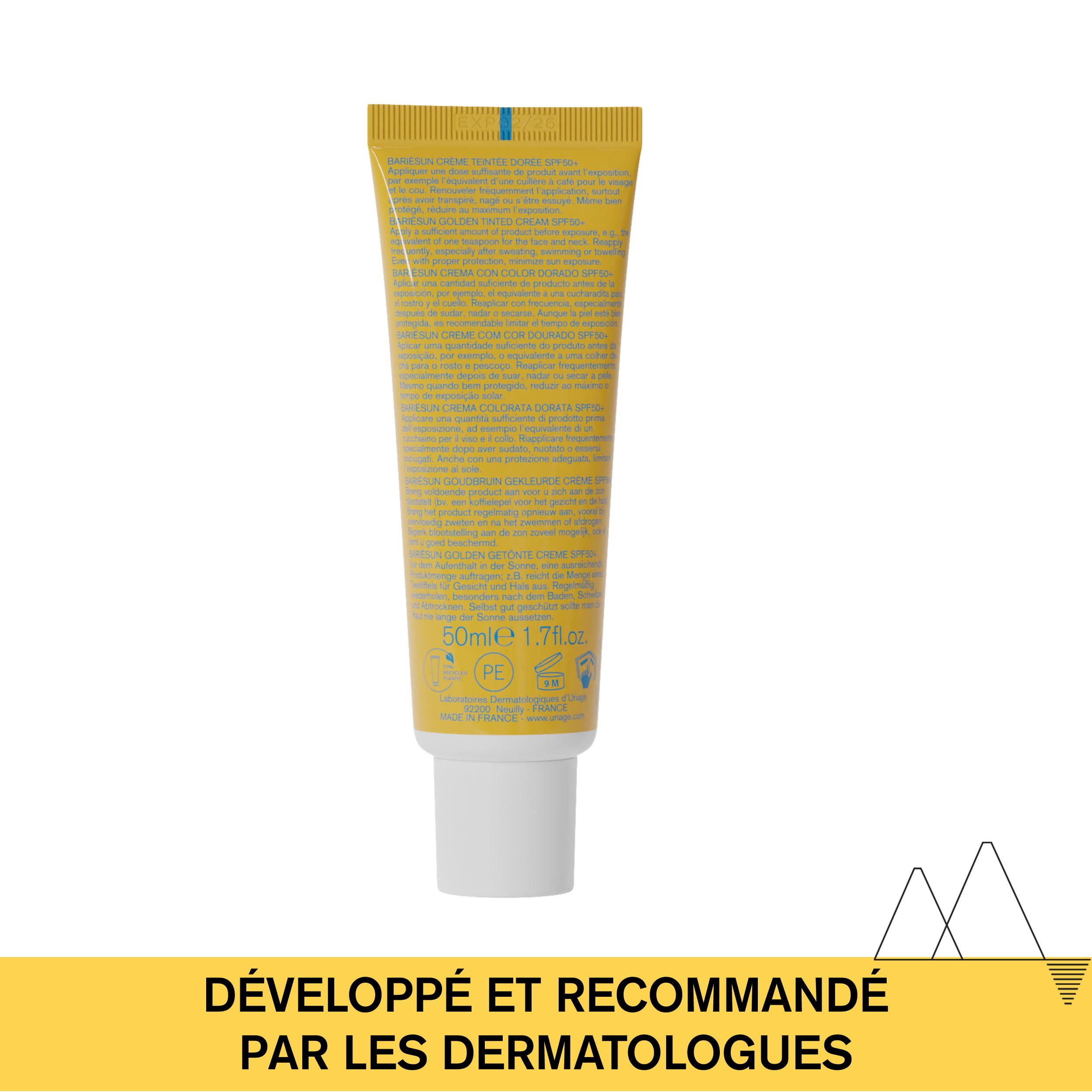 uriage-bari-sun-cr-me-solaire-visage-teint-e-spf50-teinte-dor-e-50-ml-fini-natur image 6