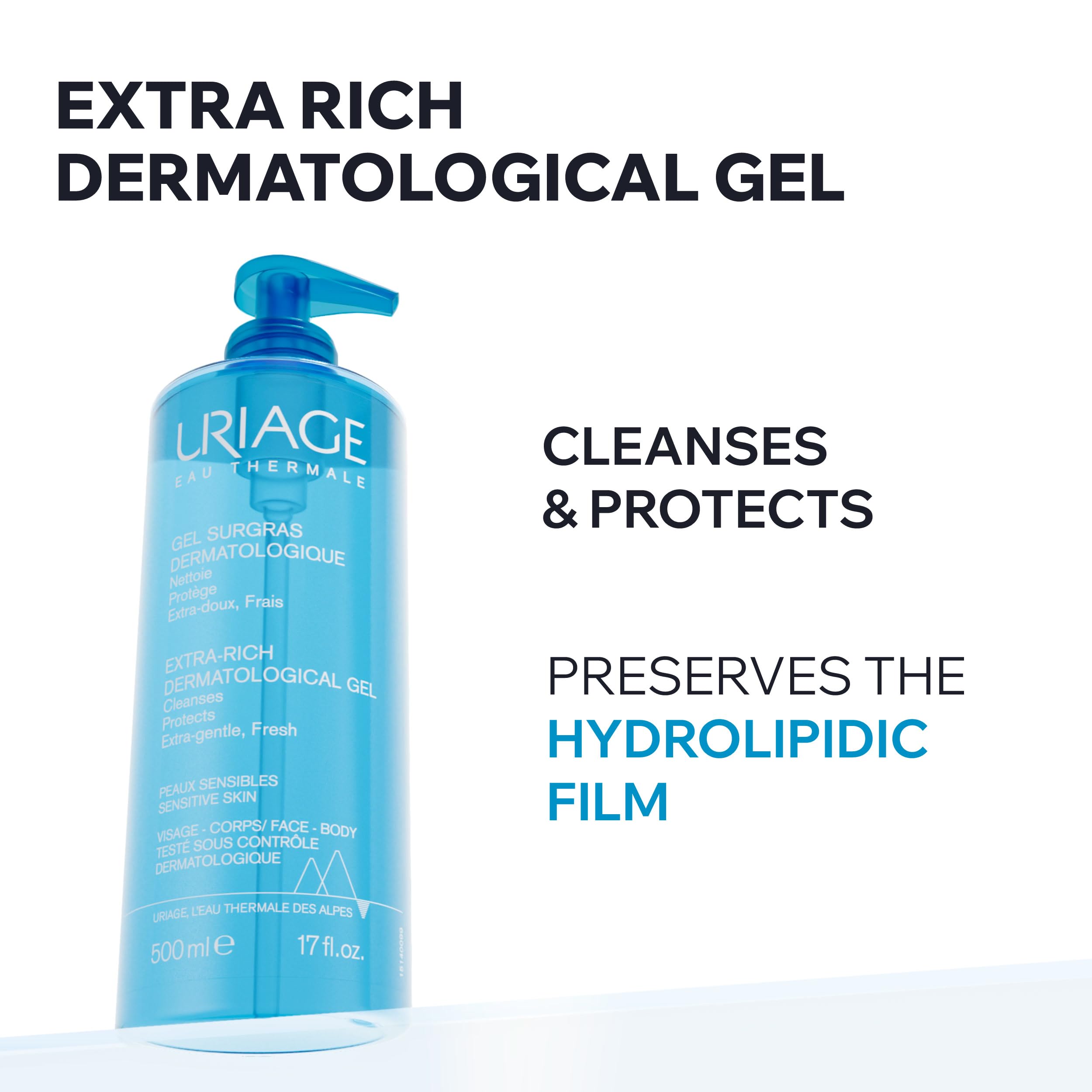 uriage-gel-surgras-nettoyant-extra-riche-visage-corps-500-ml-sans-savon-ph-physi image 2